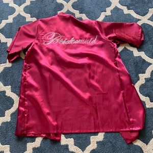 Silk Red Braidsmaid Robe
